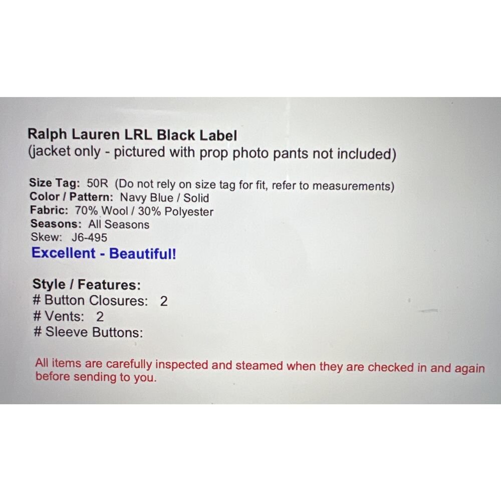Ralph Lauren LRL Black Label Mens 50R Navy Blue Casual Blazer Sport Jacket - Picture 2 of 16